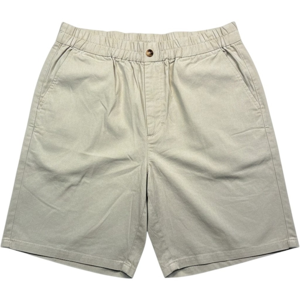 Mens 38" Beige Khaki Elastic Waist Chino Shorts Relaxed Fit Casual 3XL 180/100A
